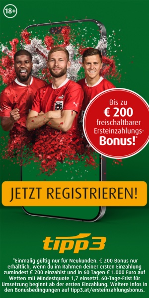 100% bis 200€ freischaltbarer Bonus bei tipp3