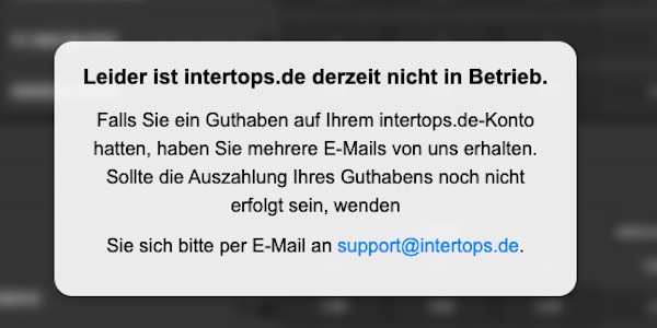 Intertops ist derzeit nicht in Betrieb