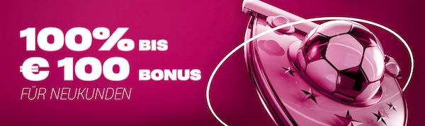 100% bis 100€ Bonus auf die erste Einzahlung für VBET Neukunden