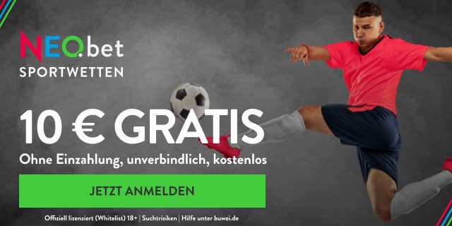 Melde dich bei NEO.bet an und sichere dir zum Start zusätzlich zum Bonus 10€ ohne Einzahlung
